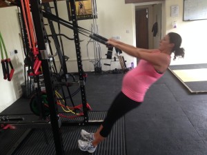 Working the pulling muscles to create a strong back as the pregnancy progre